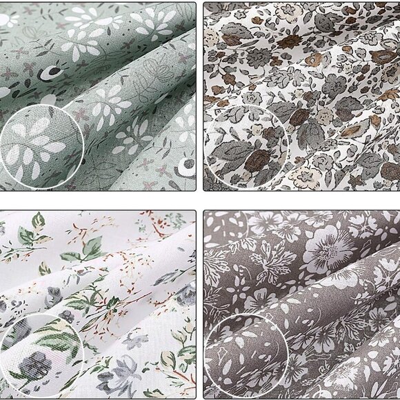 10 Pieces 20 x 20 Inch Squares Floral Patchwork Quilting Gray Square Bundle Fabr - Picture 3 of 7